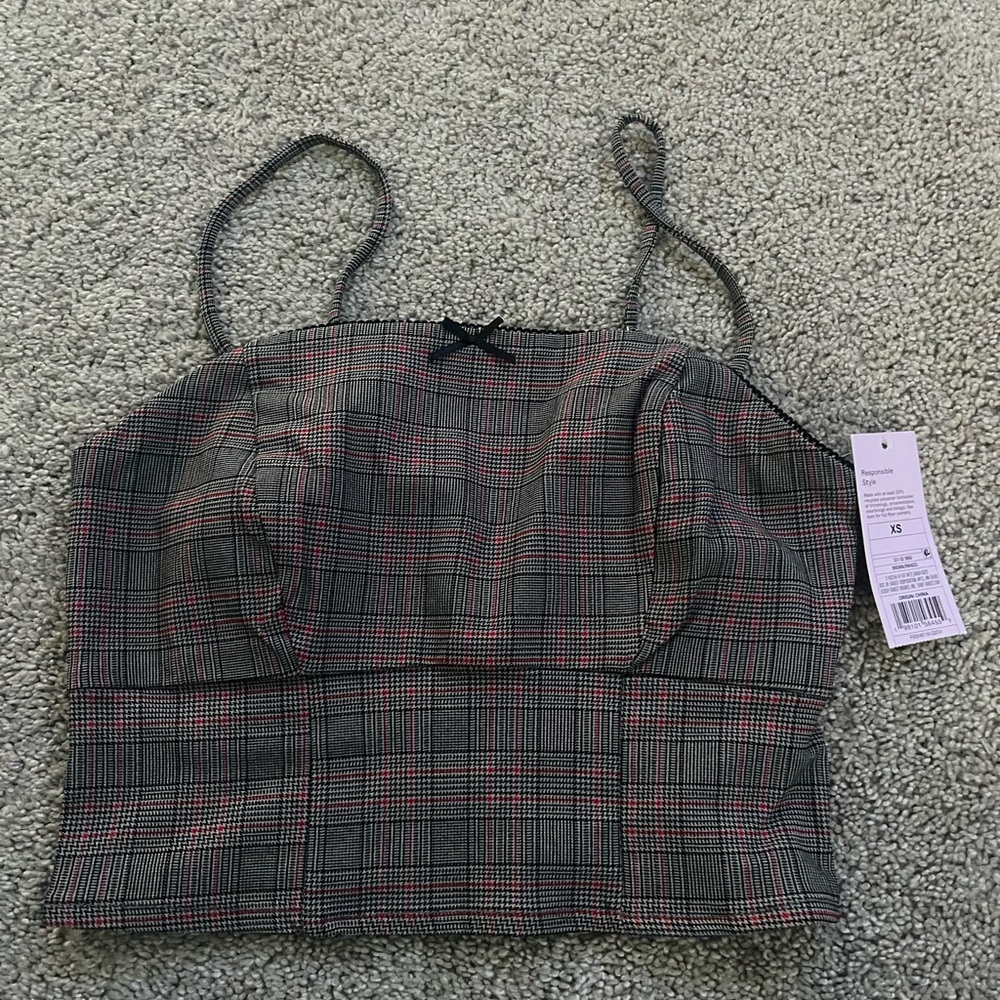 Wild Fable Checkered Top in Black and Red